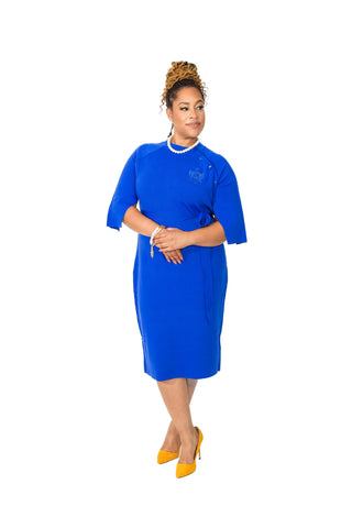 ΣΓΡ Uninterrupted Blue Cape Sleeve Dress