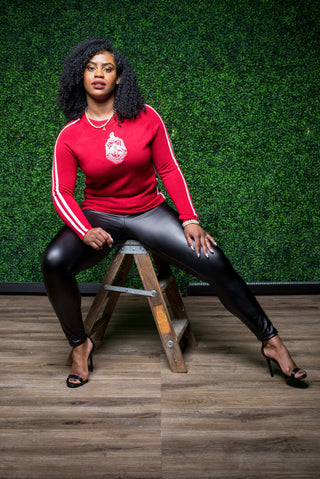 ΔΣΘ Red Center Crest Sweater