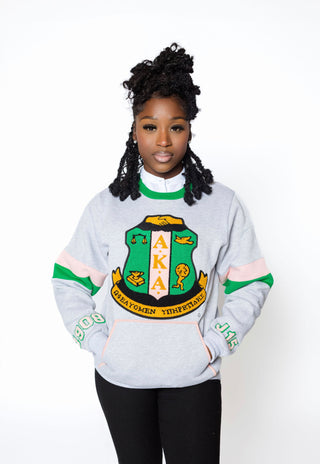 AKA GREY Chenille Shield Crewneck