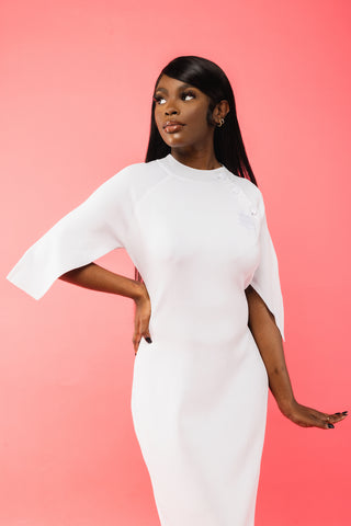 AKA White Cape Sleeve Dress
