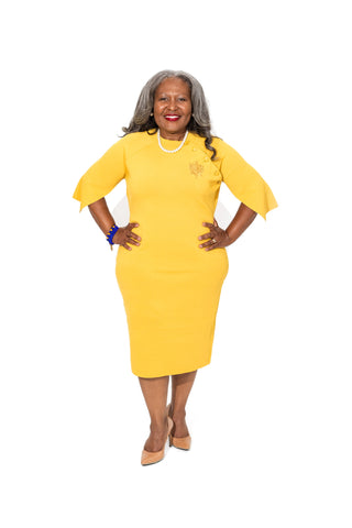 ΣΓΡ Uninterrupted Gold Cape Sleeve Dress
