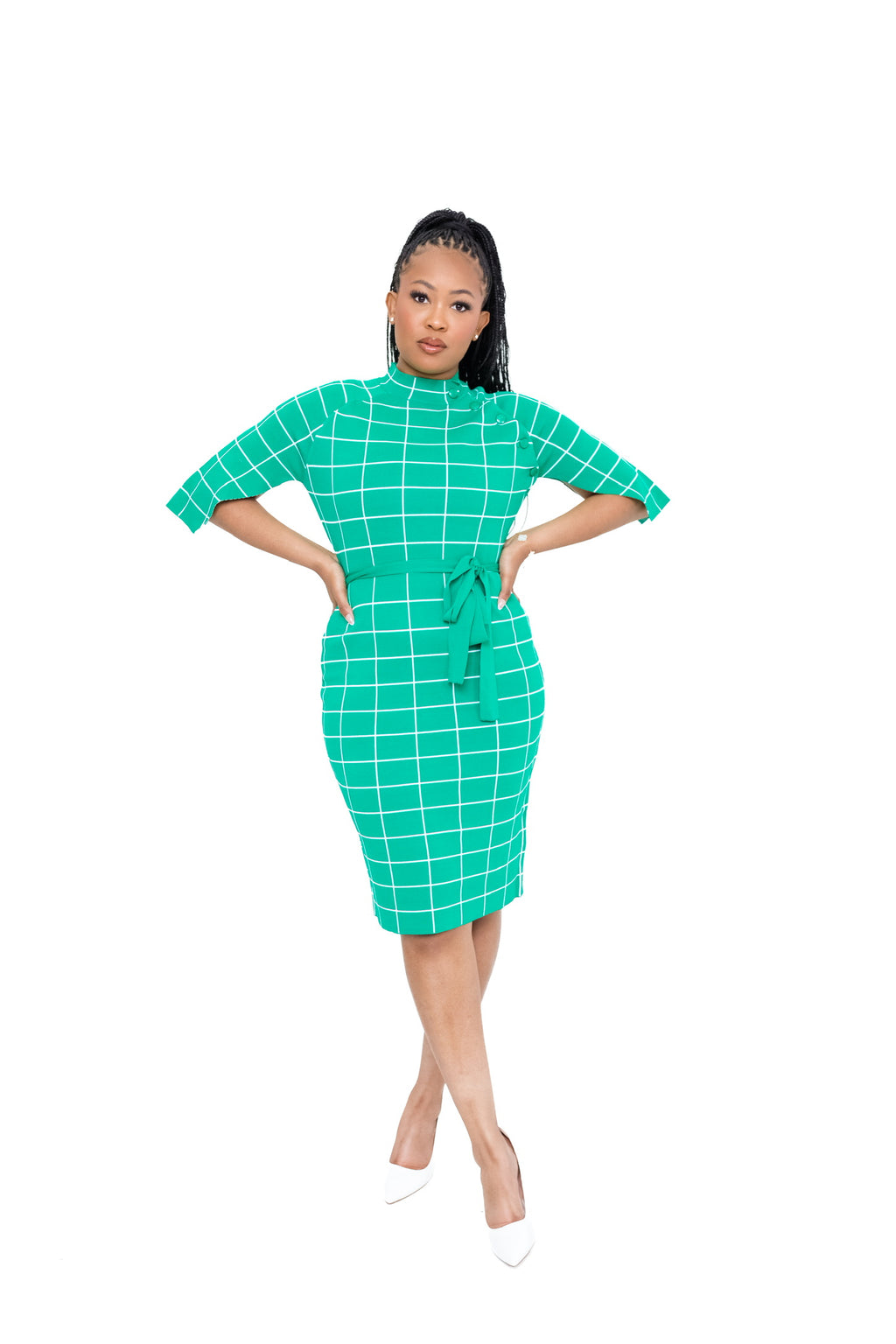 green and white checkered dress Unique Vintage Plus Size Green & Light Pink Bias Plaid Swing Dress