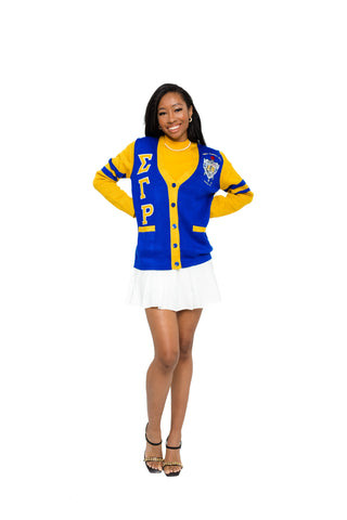 ΣΓΡ Blue Tri Color Cardigan