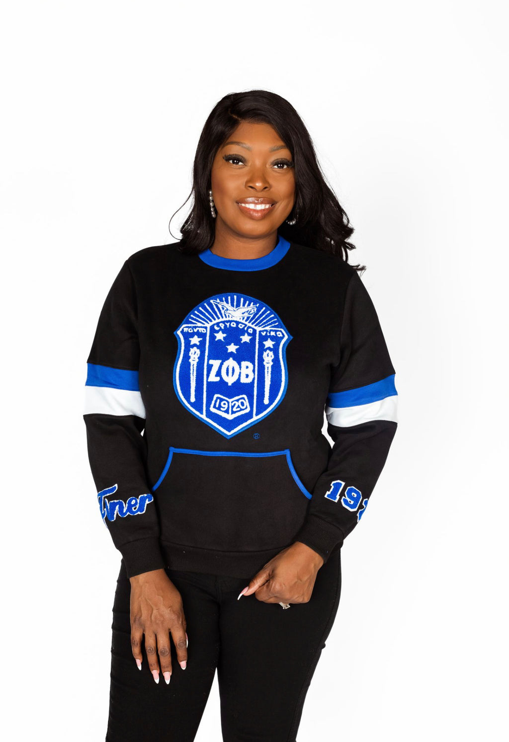 AKA Black  Shield Chenille Crew Neck main image 0