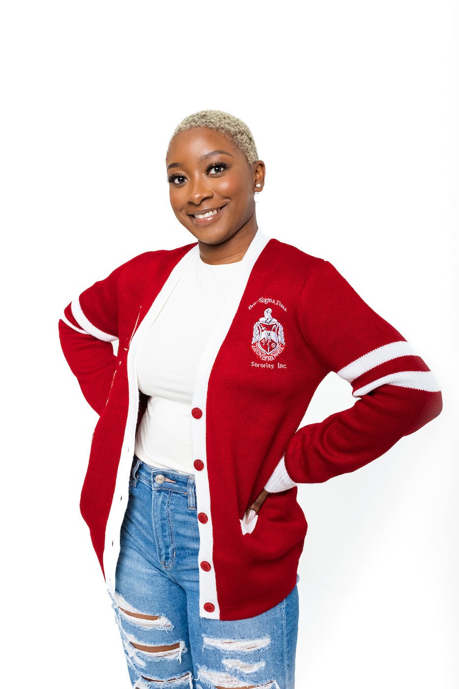 Piper Red/White Cardigan main image 0