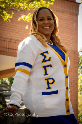 ΣΓΡ White Tri Color Cardigan