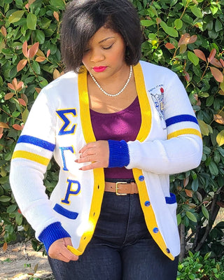 ΣΓΡ White Tri Color Cardigan