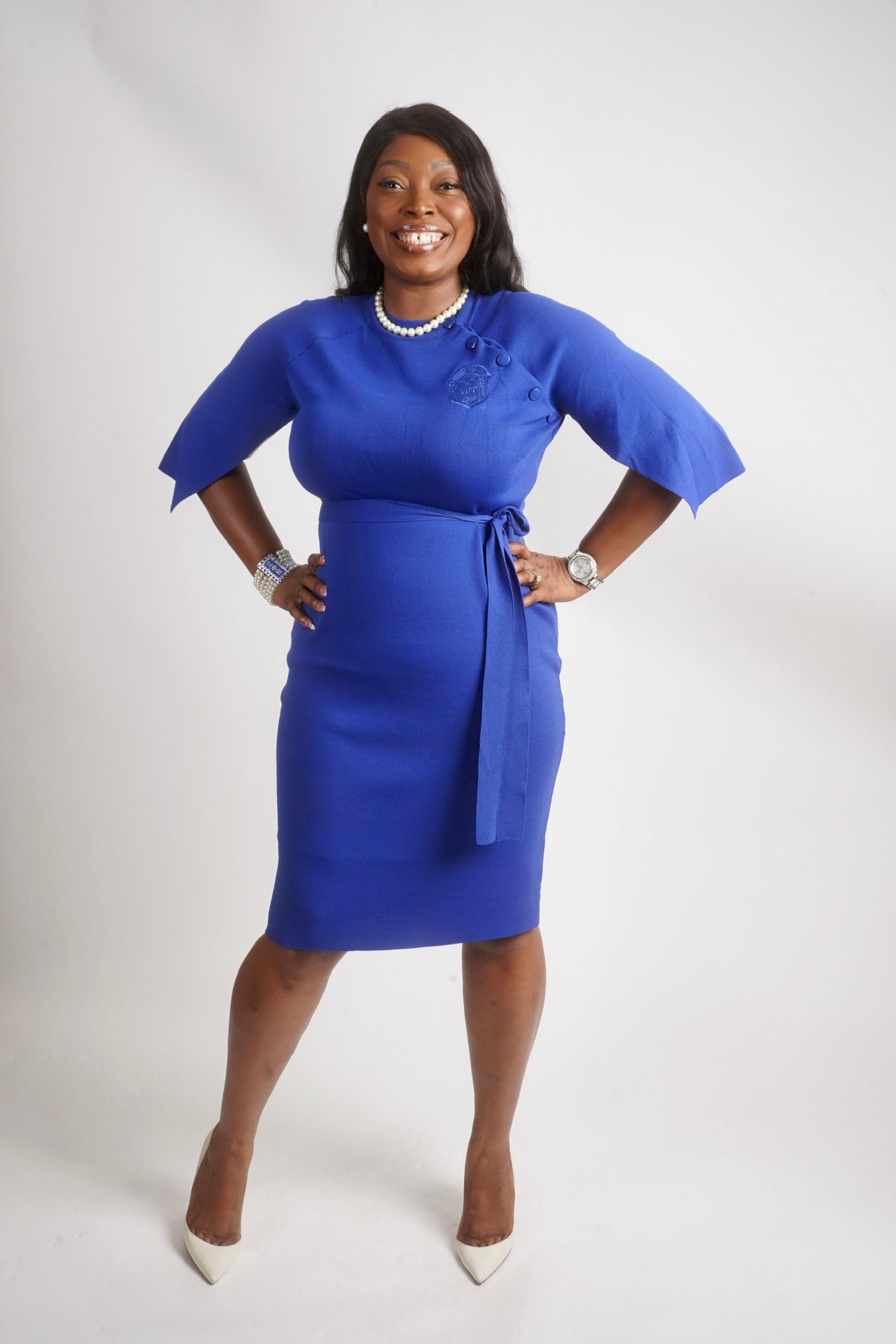 Uninterrupted Blue Cape Sleeve Dress Uninterrupted Blue Cape Sleeve Dress
