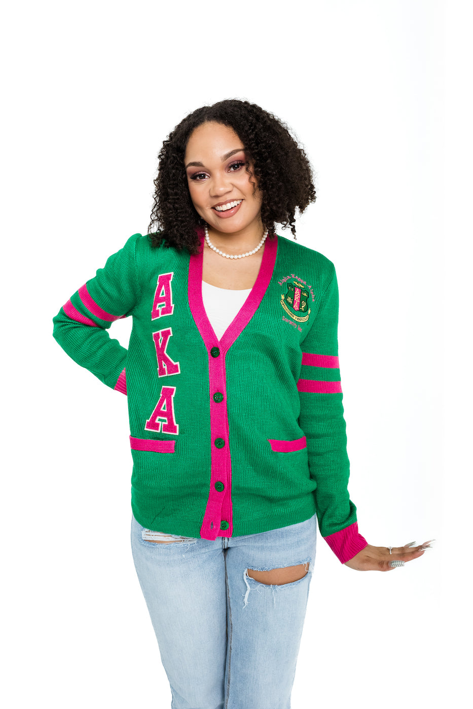 Pink & Green | Long Pink and Green Cardigan