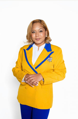 ΣΓΡ Lapel Trim Blazer Gold