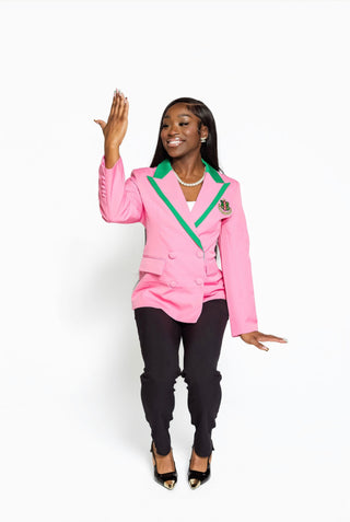 AKA Lapel Trim Blazer Pink