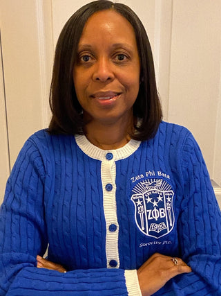 ΖΦΒ Blue/White Button Cable Sweater