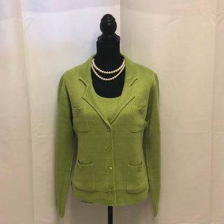 Knit Button Jacket Apple Green AKA