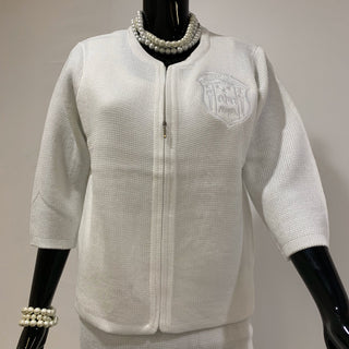 ΖΦΒ White Zipper Knit Sweater