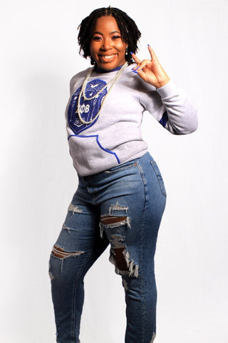 ΖΦΒ Grey Chenille  Shield Crewneck