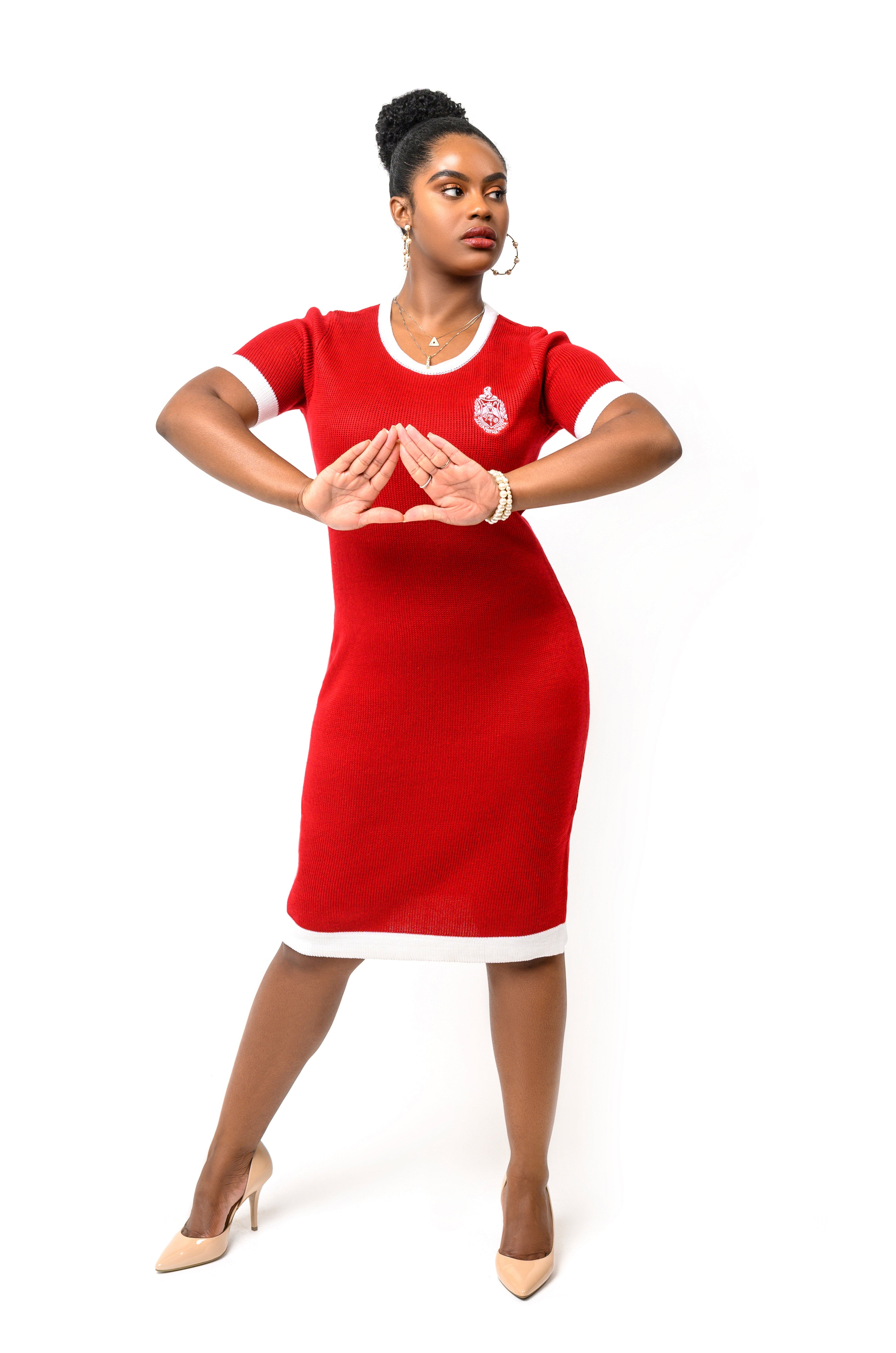 ΔΣΘ 1/4 Sleeved Knit Dress Red – Kendalls Greek ΔΣΘ 1/4 Sleeved Knit Dress Red – Kendalls Greek