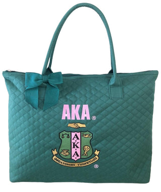 AKA GREEN QUILTED TOTE BAG
