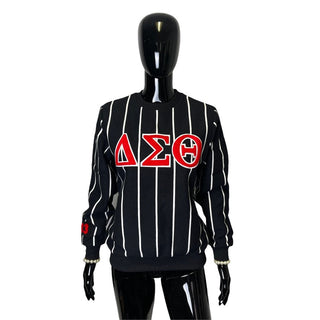 ΔΣΘ Black Chenille Striped Crew