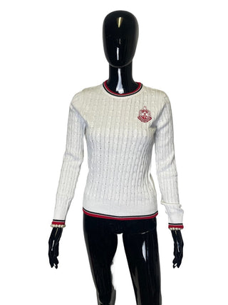 ΔΣΘ Cable Crewneck White