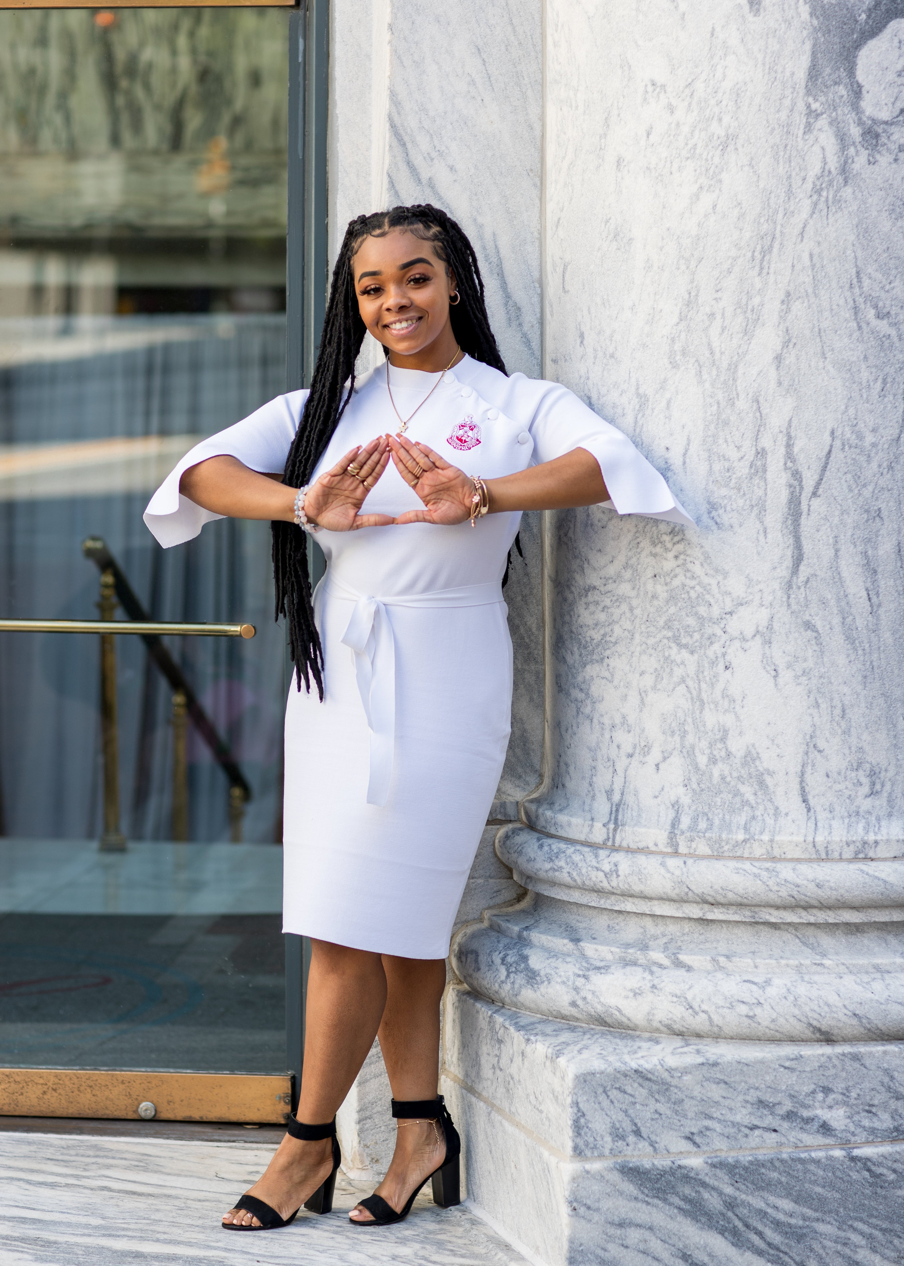 ΔΣΘ White Cape Sleeve Dress – Kendalls Greek ΔΣΘ White Cape Sleeve Dress – Kendalls Greek