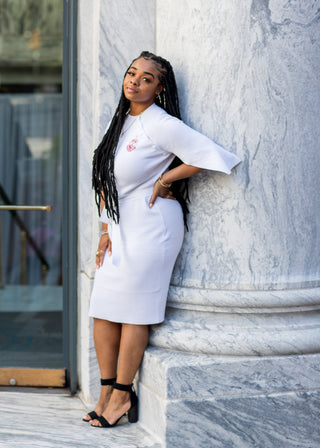 ΔΣΘ White Cape Sleeve Dress – Kendalls Greek