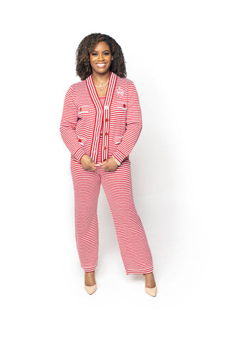Red Striped Knit Pants